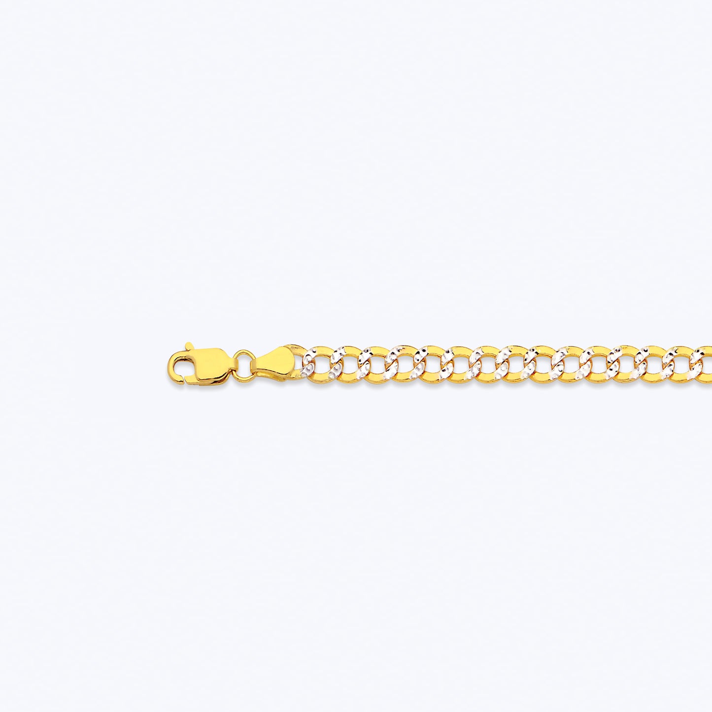 10K 4.5MM YELLOW GOLD HOLLOW PAVE CURB 18" CHAIN NECKLACE (AVAILABLE IN LENGTHS 7" - 30")