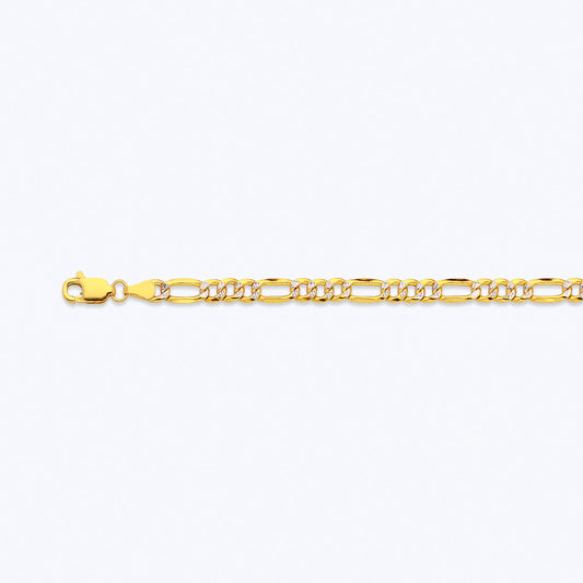 10K 4.5MM YELLOW GOLD HOLLOW PAVE FIGARO 24" CHAIN NECKLACE (AVAILABLE IN LENGTHS 7" - 30")
