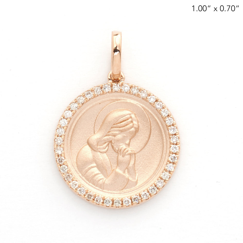 14KR 0.25CTW DIAMOND PRAYING JESUS MEDALLION