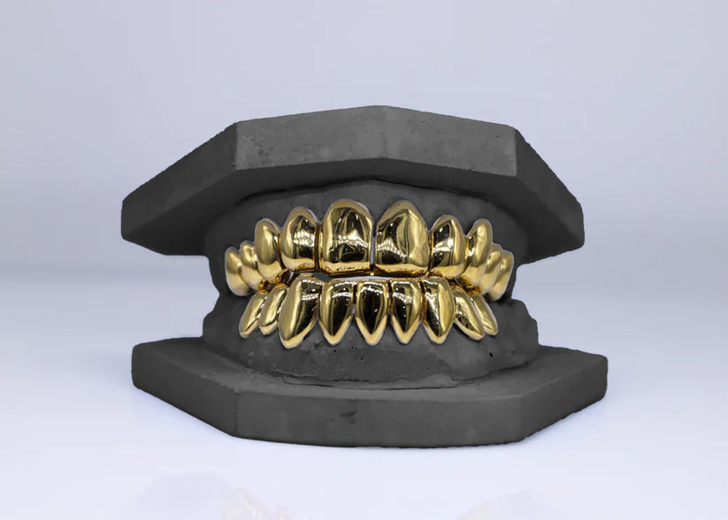 TOP AND BOTTOM SIX SOLID YELLOW GOLD GRILLZ
