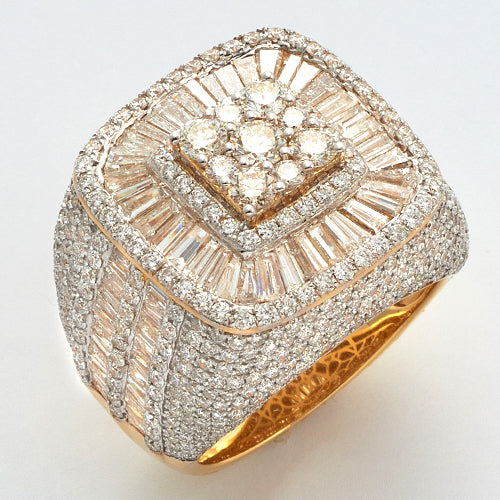 14KY 6.75CTW BAGUETTE DIAMOND MENS RING - SQUARE
