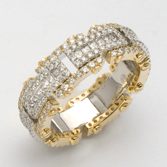 14KY+W  3.05CTW DIAMOND LINK MENS ETERNITY BAND