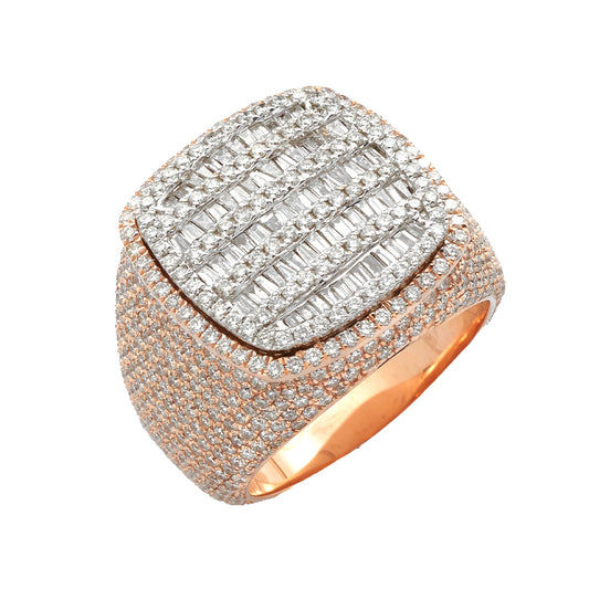 14KR+W 4.75CTW BAGUETTE DIAMOND MENS RING