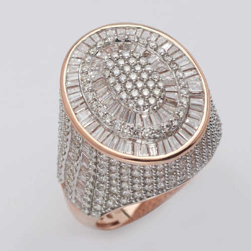 14KR 6.00CTW DIAMOND OVAL CLUSTER MENS RING -