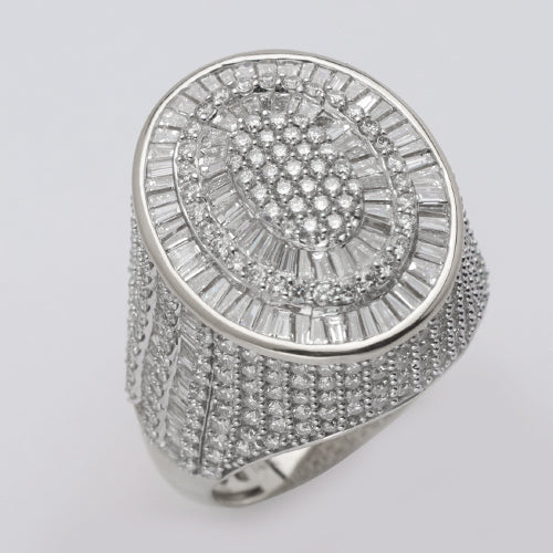 14KW 6.00CTW DIAMOND OVAL CLUSTER MENS RING -