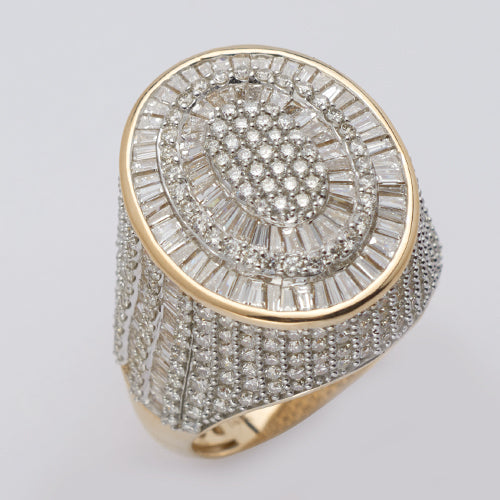 14KY 6.00CTW DIAMOND OVAL CLUSTER MENS RING -