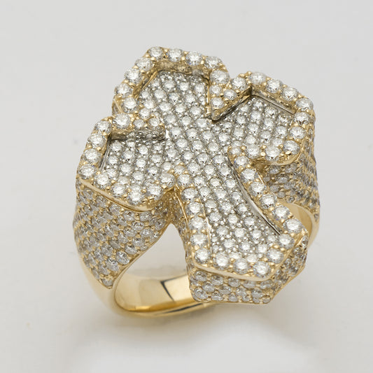 14KY 5.35CTW DIAMOND 3D INVERTED FLEUR DE LIS