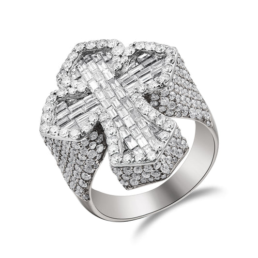 14KW 6.35CTW BAGUETTE DIAMOND INVERTED 3D FLEUR