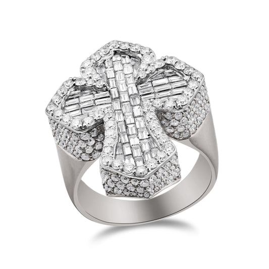 14KW 5.50CTW BAGUETTE DIAMOND INVERTED 3D FLEUR