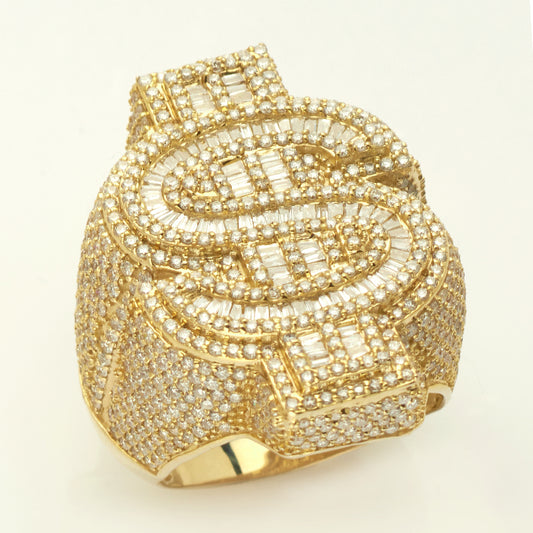 14KY 5.15CTW DIAMOND BAGUETTE 3-D MONEY SIGN