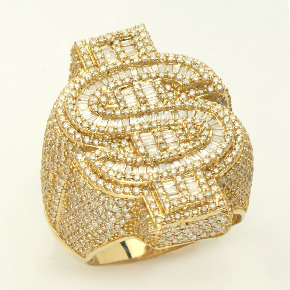 14KY 5.15CTW DIAMOND BAGUETTE 3-D MONEY SIGN