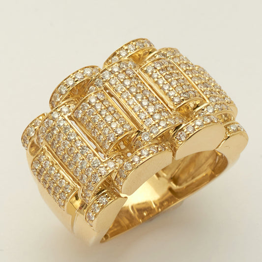 14KY 2.00CTW DIAMOND MENS ROLEX LINK RING