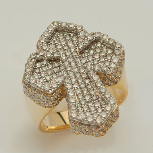 14KY+W 4.70CTW DIAMOND INVERTED 3D MENS FLEUR DE