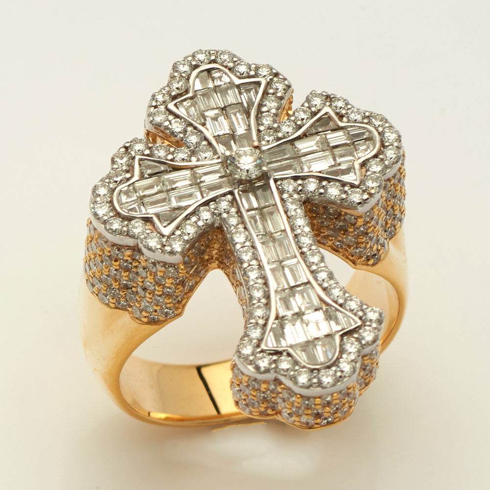 14KY+W 4.60CTW BAGUETTE DIAMOND FLEUR DE LIS MENS