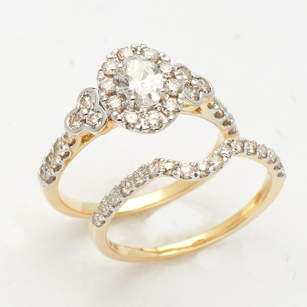 14KY 1.35CTW OCAL DIAMOND BRIDAL SET - SINGLE HALO