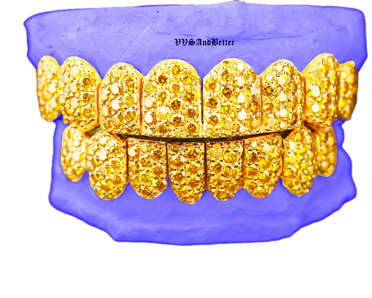 JUMBO (6 POINTER) YELLOW LAB DIAMOND GRILLZ