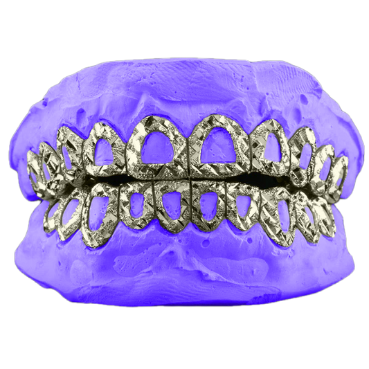 OPEN FACE DIAMOND CUT GRILLZ IN WHITE GOLD