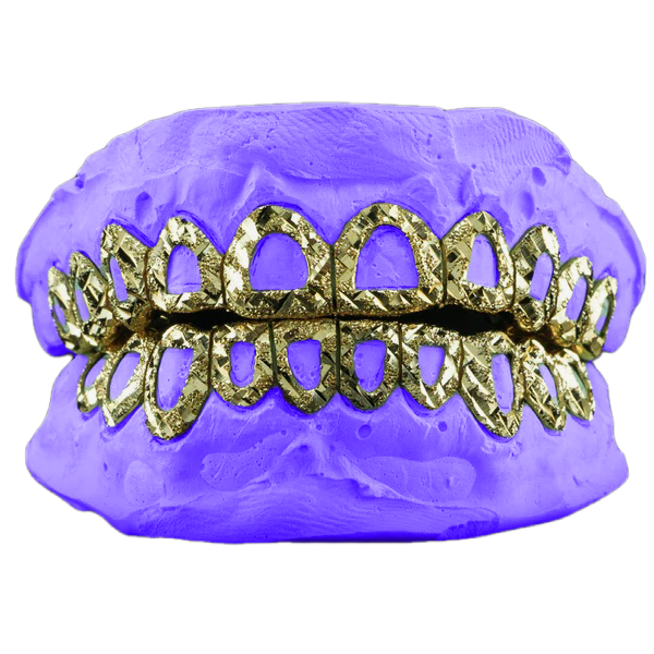 OPEN FACE DIAMOND CUT GRILLZ IN YELLOW GOLD