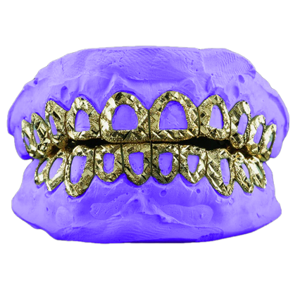 OPEN FACE DIAMOND CUT GRILLZ IN YELLOW GOLD