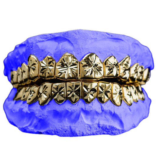 STARBURST CUT GRILLZ IN YELLOW GOLD