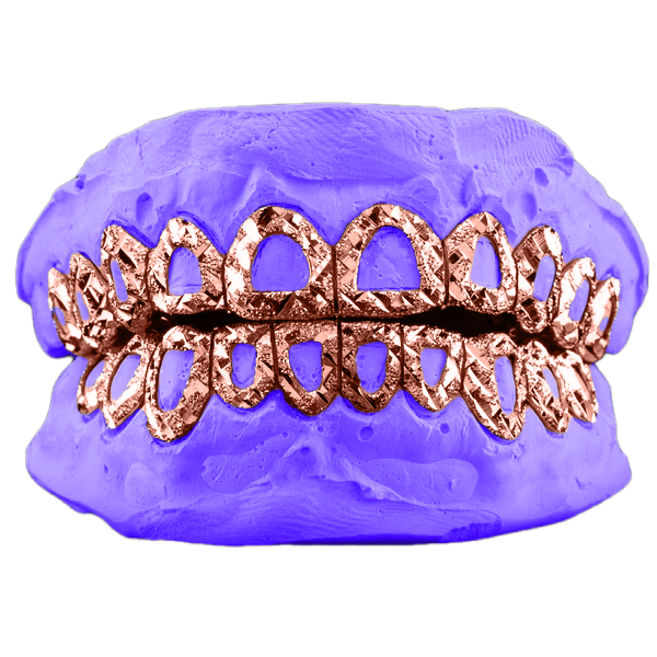 Rose gold open face diamond cut grillz