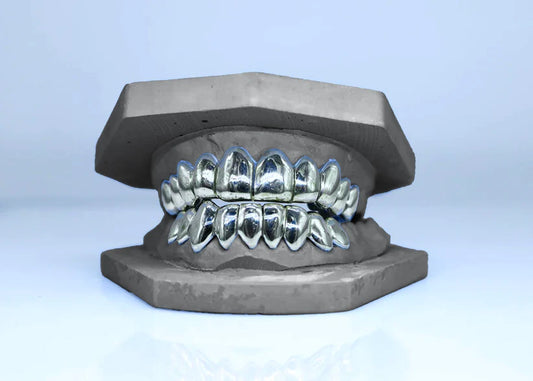 TOP AND BOTTOM SIX SOLID WHITE GOLD GRILLZ